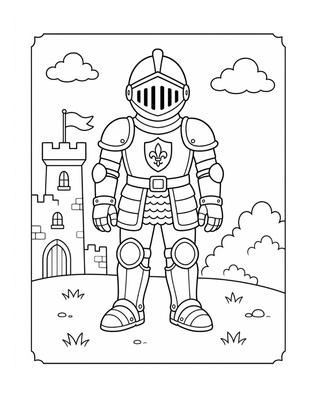 Coloriage grande armure du chevalier