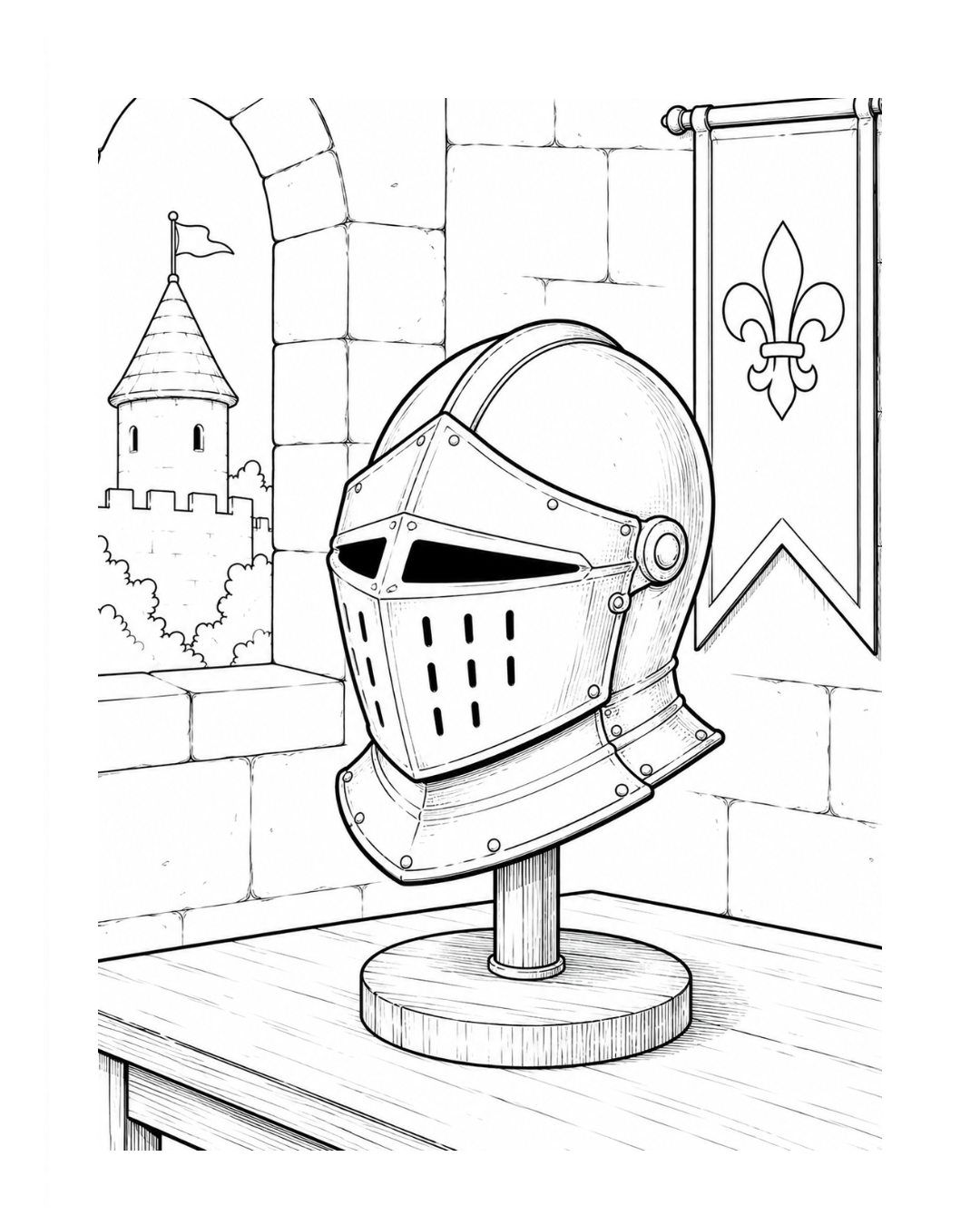 Coloriage casque du chevalier