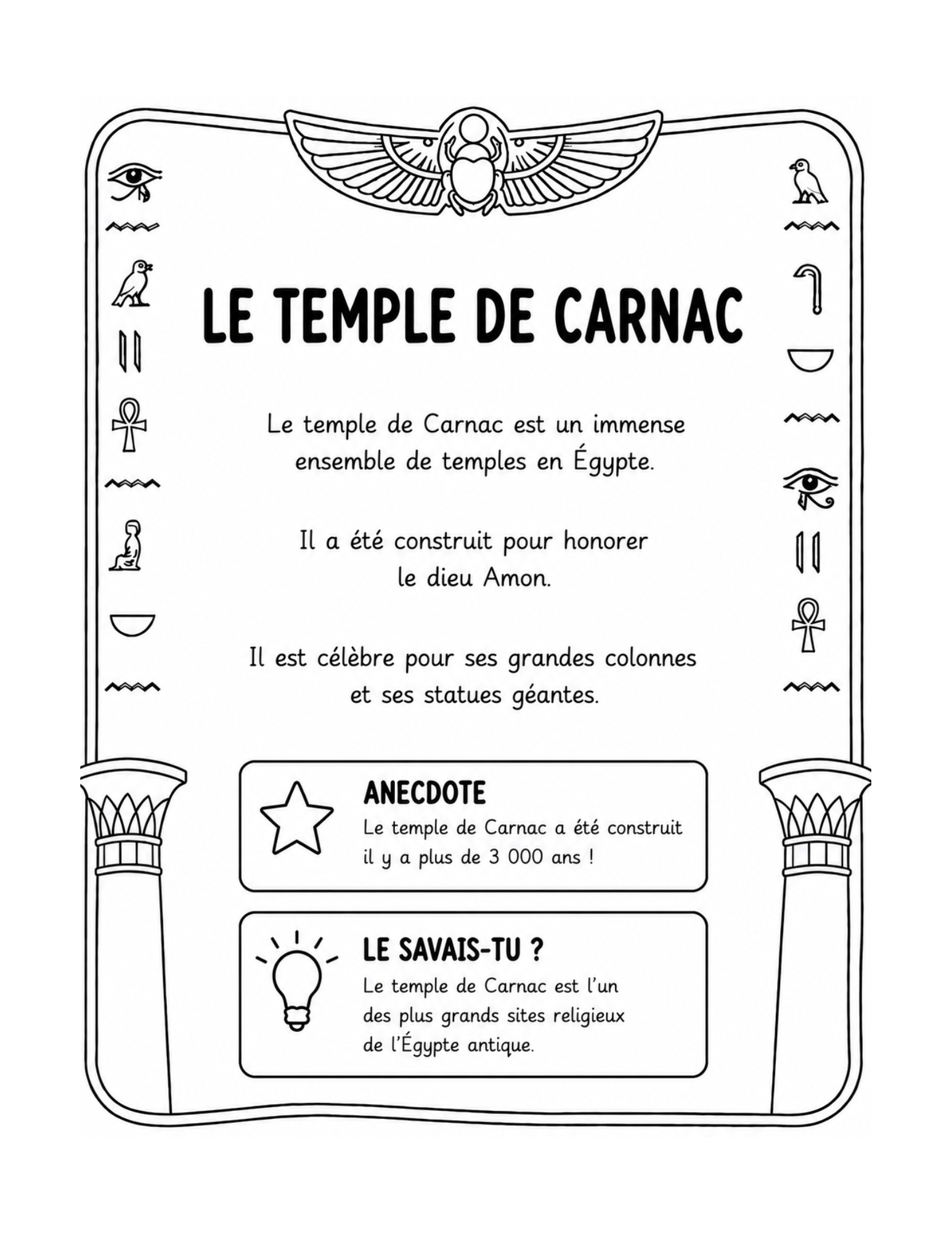 Fiche simple sur le temple de Carnac