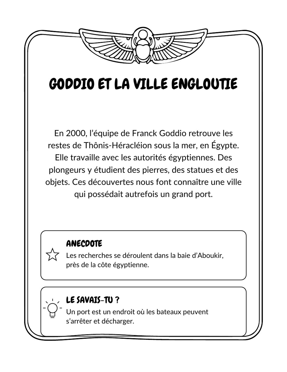 Fiche du livre sur les découvertes archéologiques