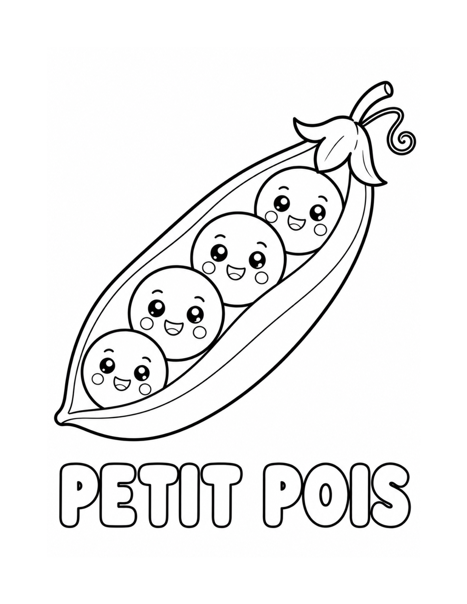 Coloriage petit pois avec le mot petit pois