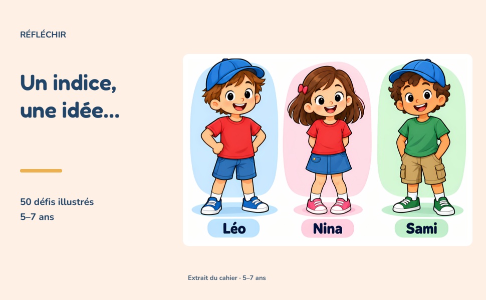 Extrait du défi Qui a mangé le gâteau : les personnages Léo, Nina et Sami.