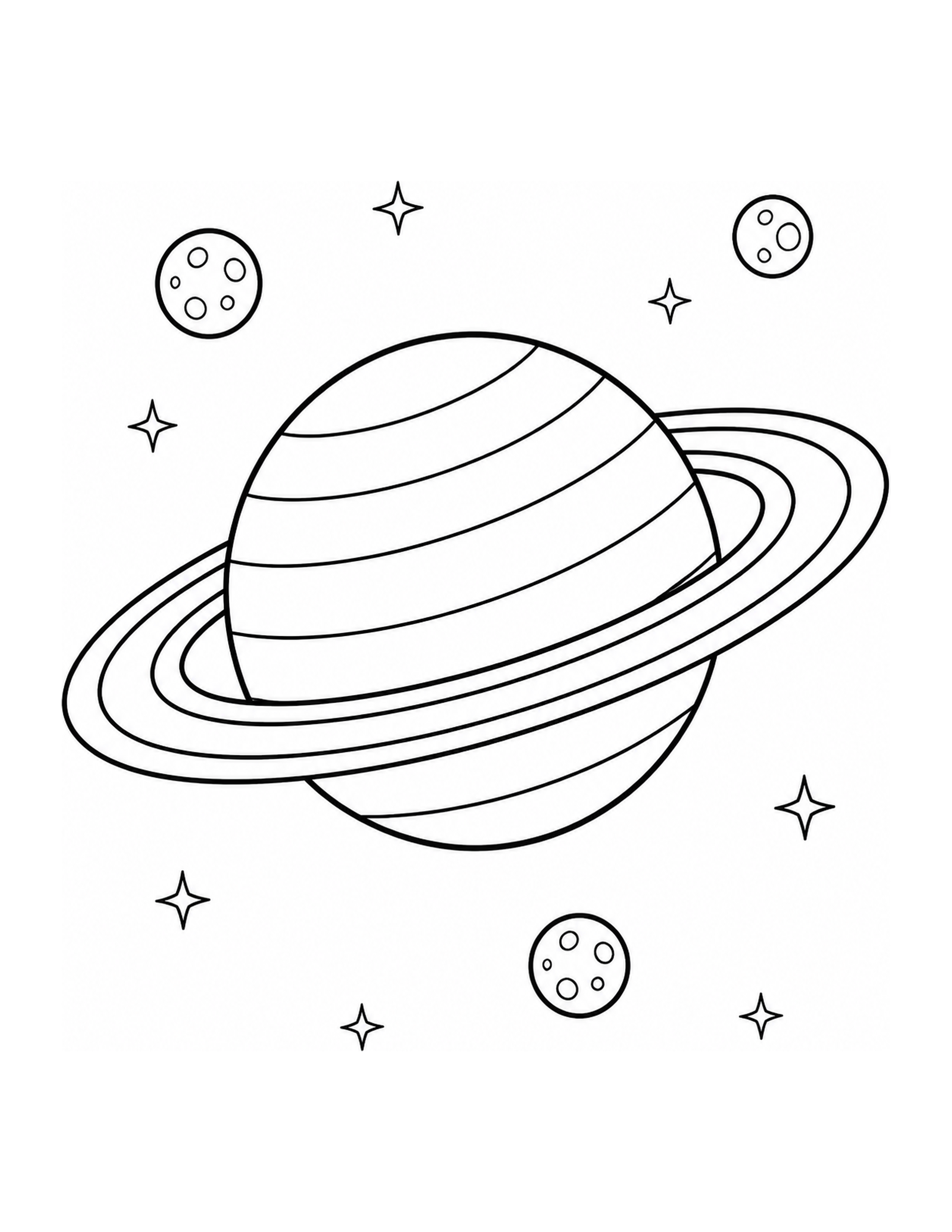 Coloriage de Saturne et de ses anneaux