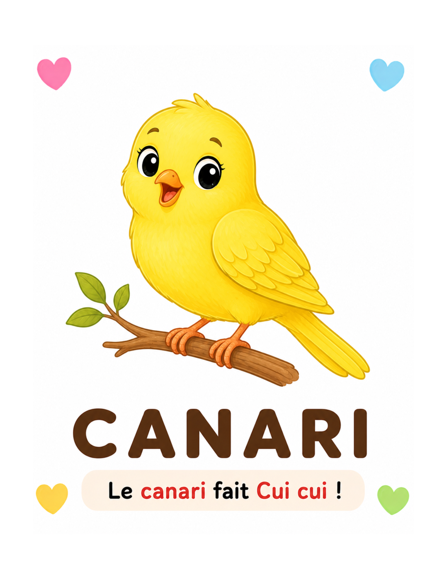 Page illustrée de l'imagier consacrée au canari