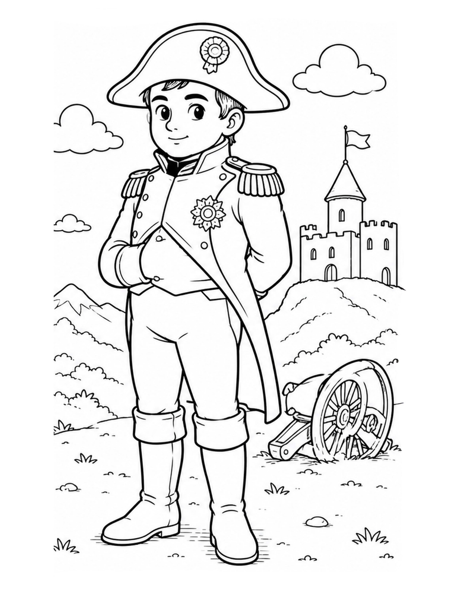 Coloriage Napoléon du livre Rois et reines de France