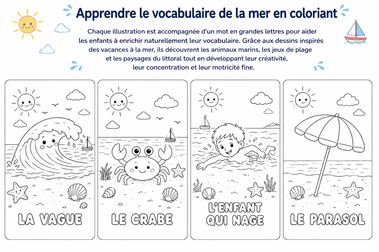 Coloriage vacances au bord de mer
