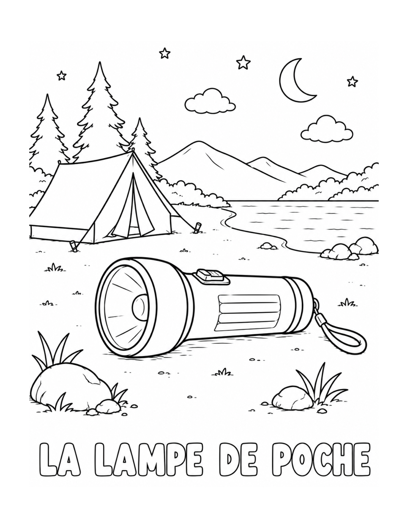 Coloriage lampe torche de camping