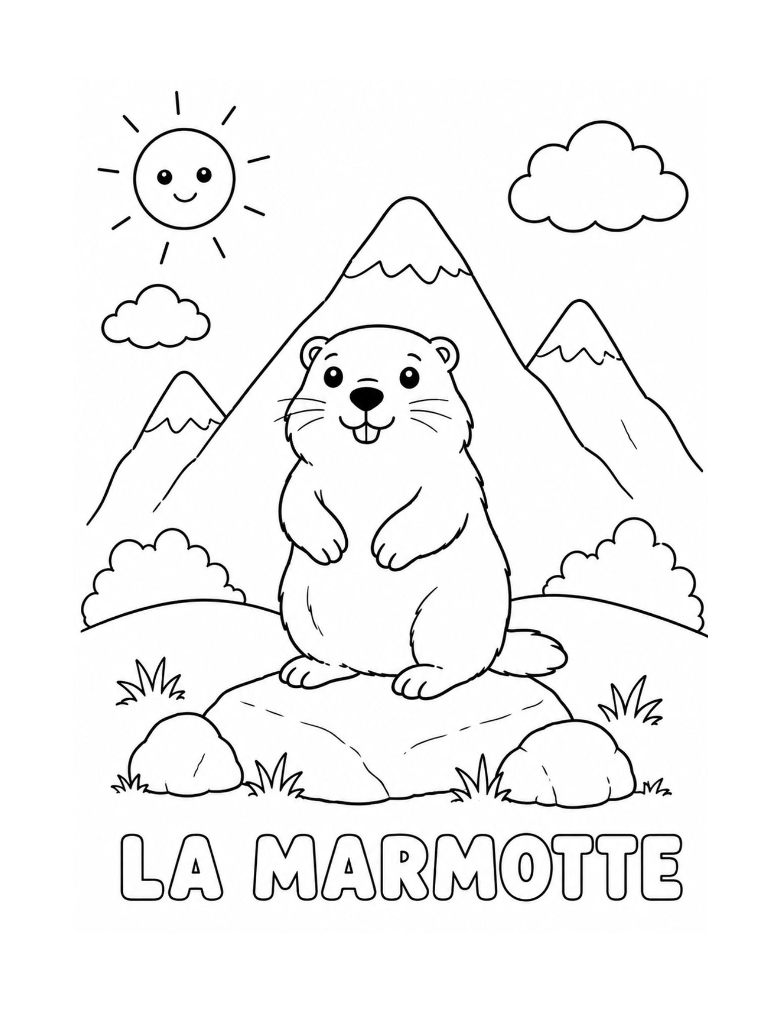 Coloriage marmotte de montagne