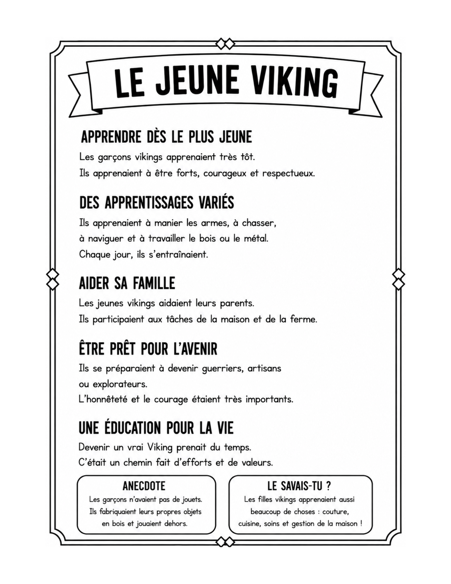 Fiche simple sur le jeune viking