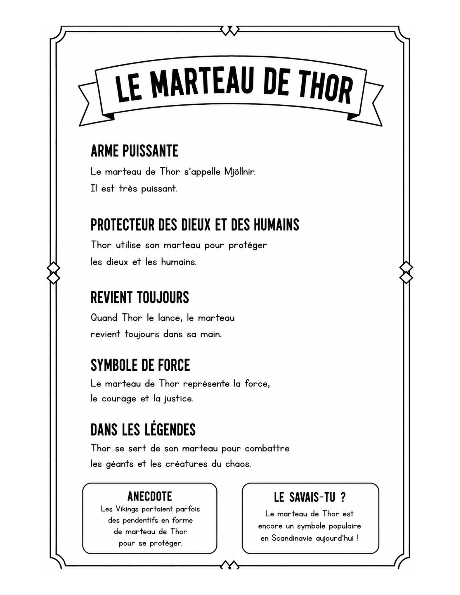 Fiche simple sur le marteau de Thor
