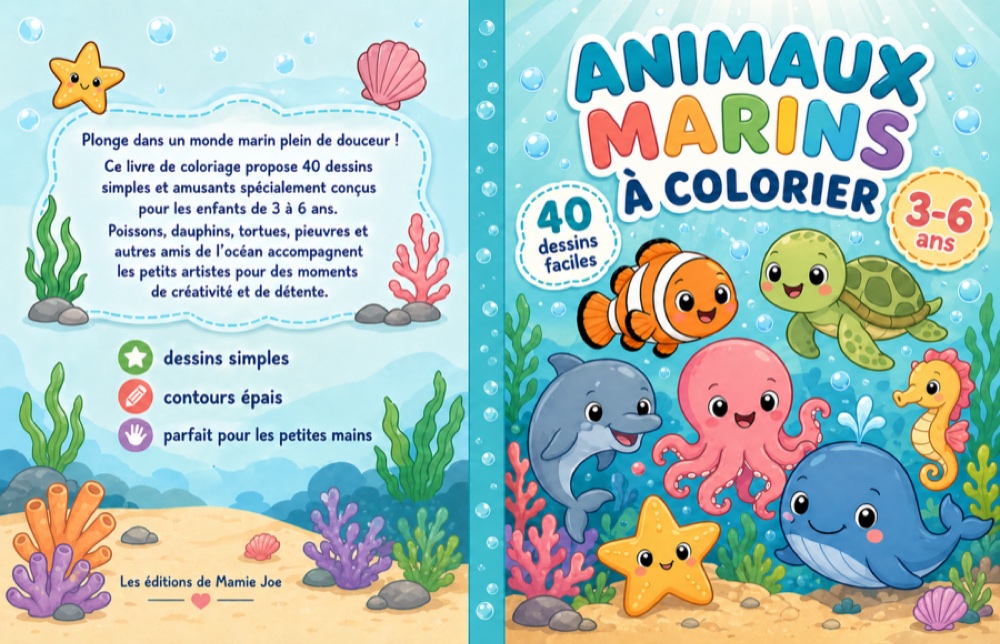 Livre de coloriage animaux marins