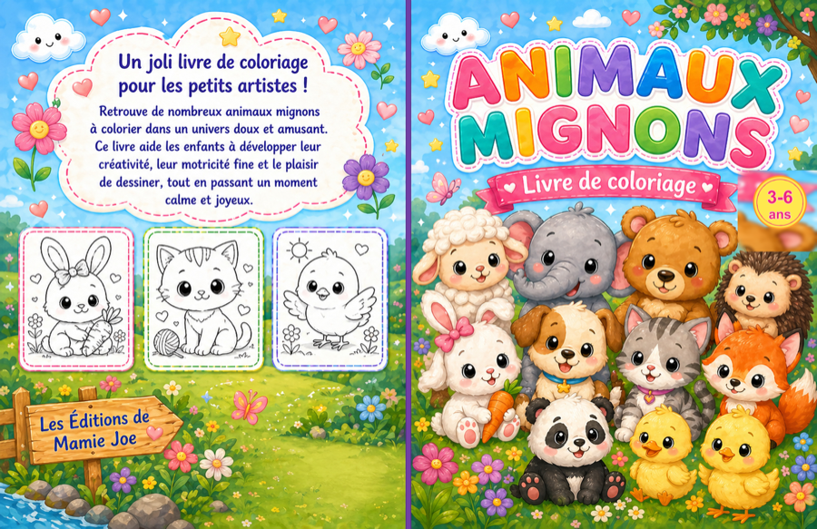 Livre de coloriage animaux mignons pour enfants