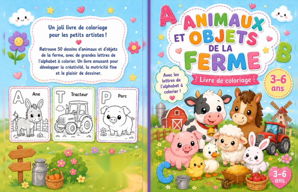 Livre de coloriage ferme pour enfants