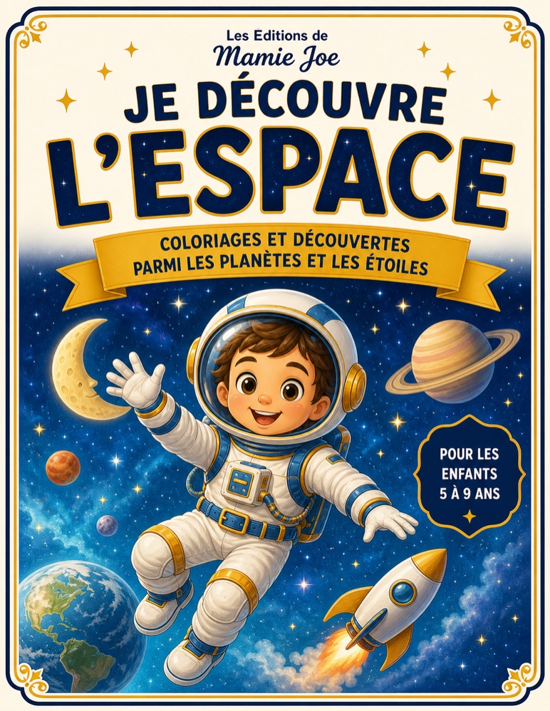 Couverture Je découvre l’espace : Coloriages et découvertes parmi les planètes et les étoiles