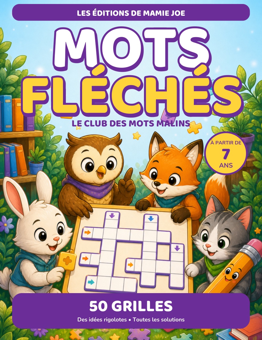 Couverture Le club des mots malins, mots fléchés avec Mamie Joe à partir de 7 ans