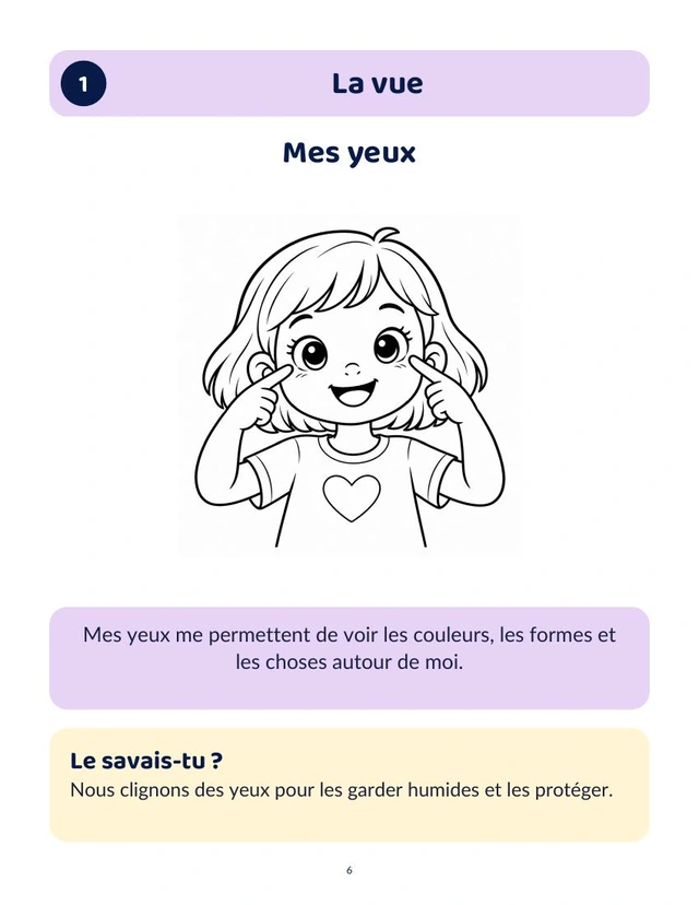 Je découvre mes 5 sens — Mes yeux — page 6.