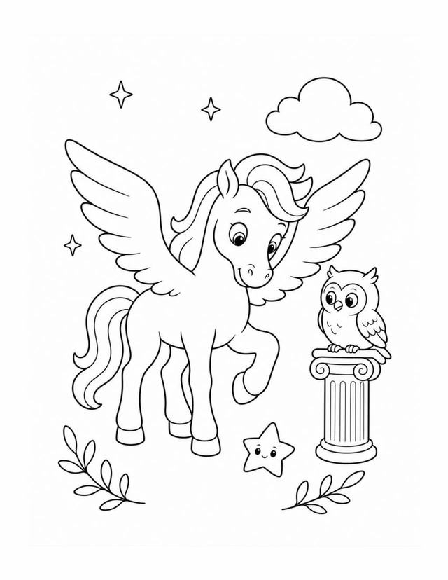 Mon premier voyage dans la mythologie grecque — Pégase — coloriage.
