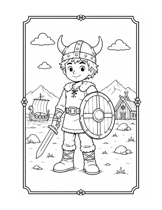 Vikings — Le jeune Viking — coloriage.