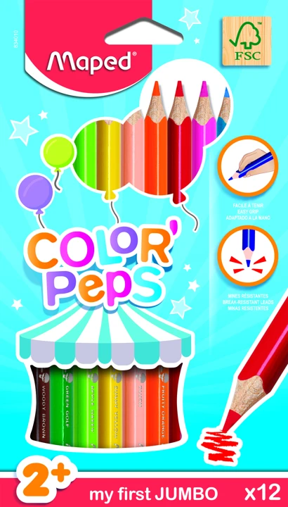 Boîte de 12 crayons de couleur Maped Color’Peps Jumbo