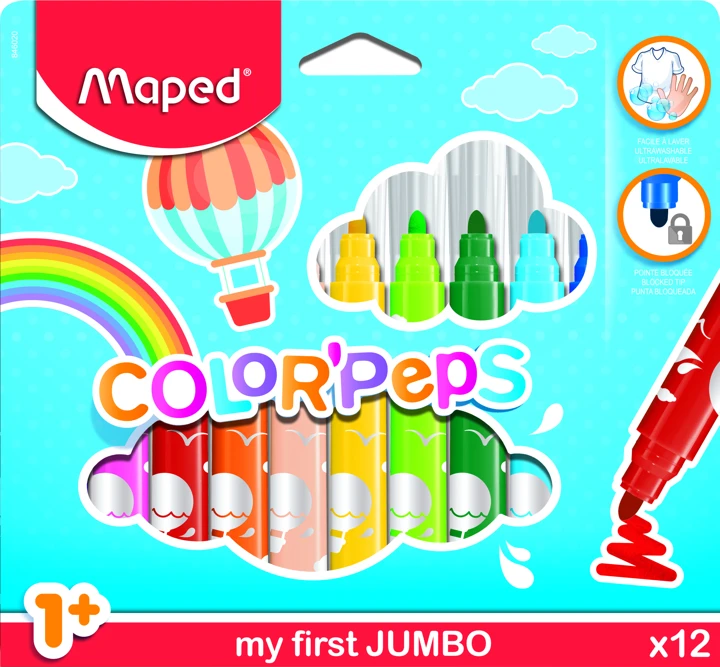 Boîte de 12 feutres Maped Color’Peps Jumbo