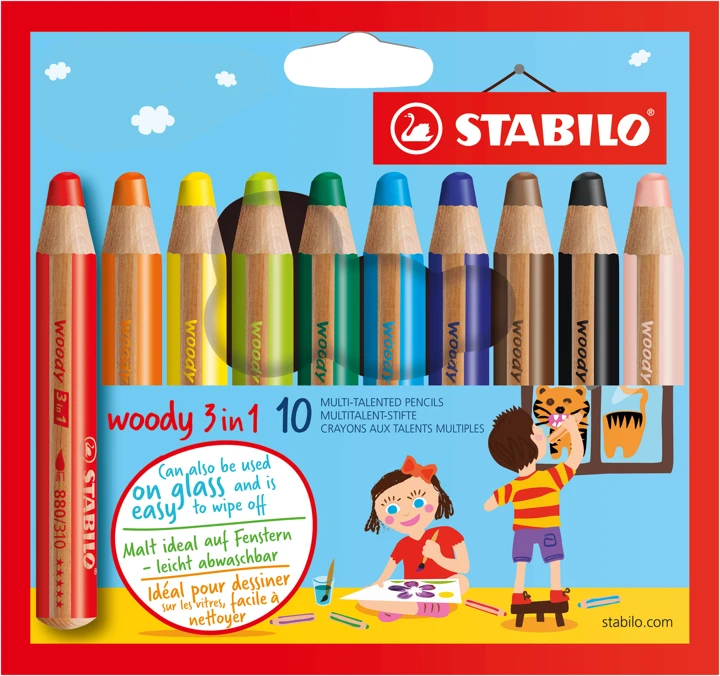 Étui de 10 crayons STABILO woody 3 en 1